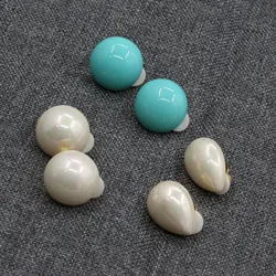 GuaiGuai Jewelry Natural White Shell Turquoise Blue Pearl Ear Clip Earrings For Lady Exquisite Jewelry