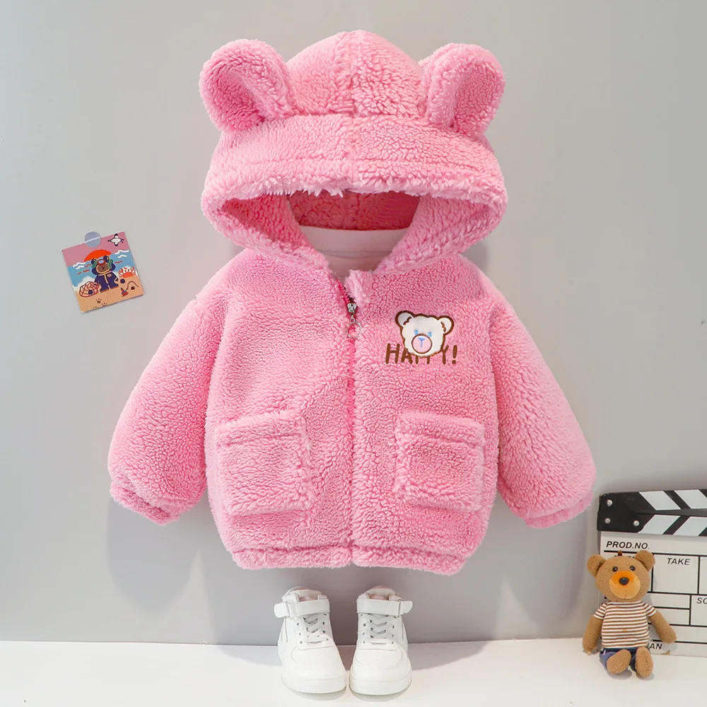 Baby Boys Girls Winter Warm Coat Infant Toddler Hooded Fleece Down Jacket Parkas Children Cartoon Zipper Outerwear 0-4Years