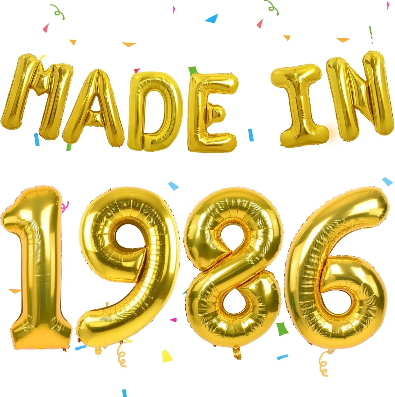 Globos de 40 cumpleaños dorados hechos en 1986, pancarta de globos, decoraciones para fiesta de 40 cumpleaños para hombres, mujeres, cumpleaños de treinta años