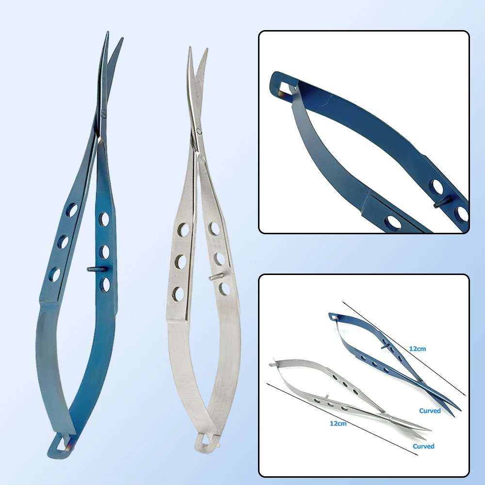 Conjunctival Eye Scissors Blunt Curved Tip Ophthalmic Surgical Instruments Stainless Steel or Titanium Medical Surgery Tools