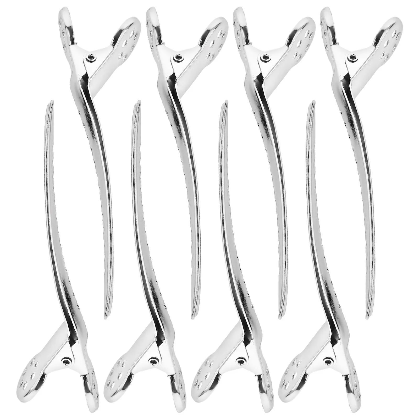 8Pcs Premium Metal Hairdressing Clips Smooth Skin Touch Traceless Grip Hair Separating Pins Salon Barber Styling Essential Kit