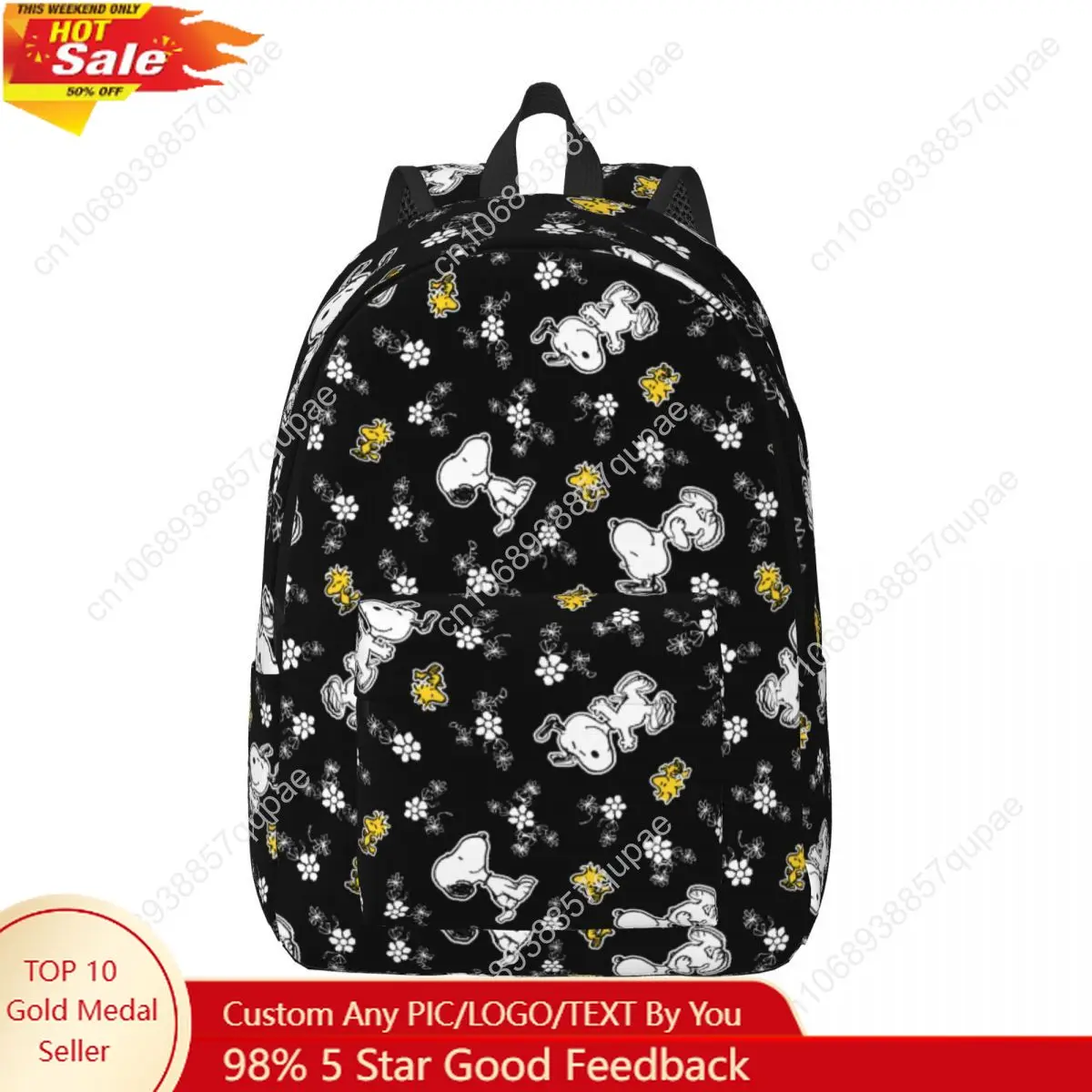 

Snoopy Woodstock Fun Flowers Cool Backpack with Pocket Student Business Daypack for Men Women Laptop Canvas Bags