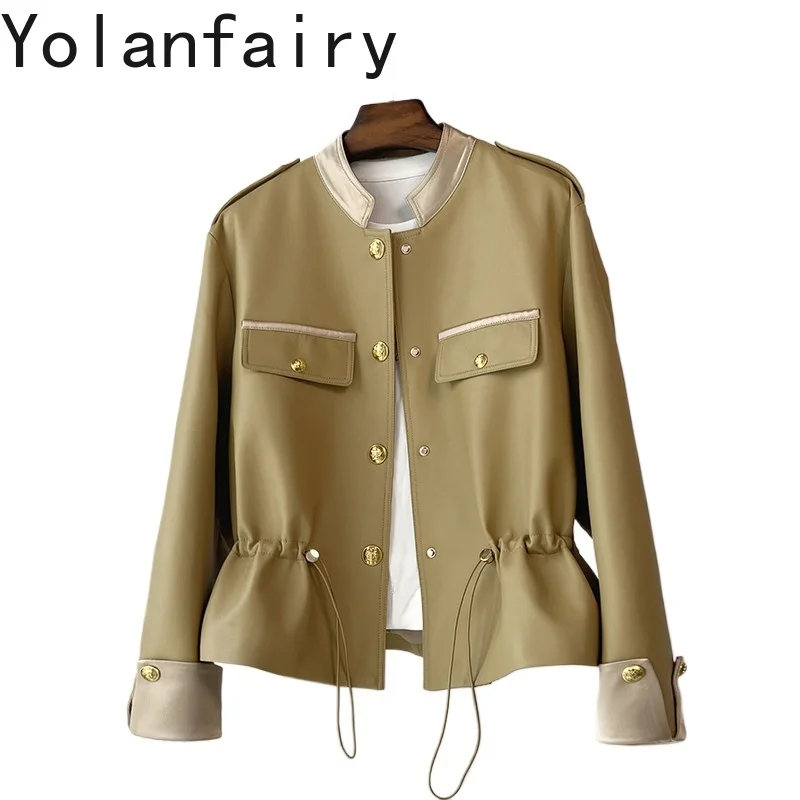 

YOLANFAIRY New Fashion Genuine Leather Jacket Women 2026 High-street Quality Real Sheepskin Coat Elegant Waisted Short Jackets