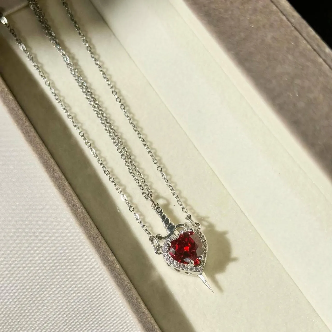 Ожерелье с сердечком и мечом, ожерелья для пар, кольцо с кристаллами циркона, браслет, ожерелье, комплект ювелирных изделий для романтических подарков на День святого Валентина