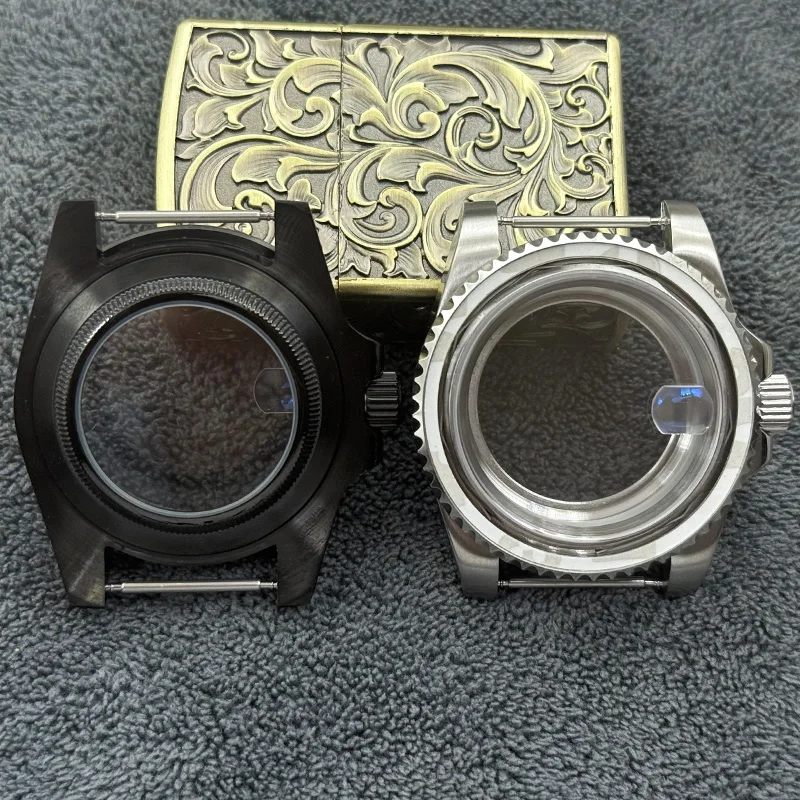 40MM sapphire glass Transparent Back Cover Black watch case fit NH36 NH35 4R 7S movement fit 28.5-29mm dial Accessories part