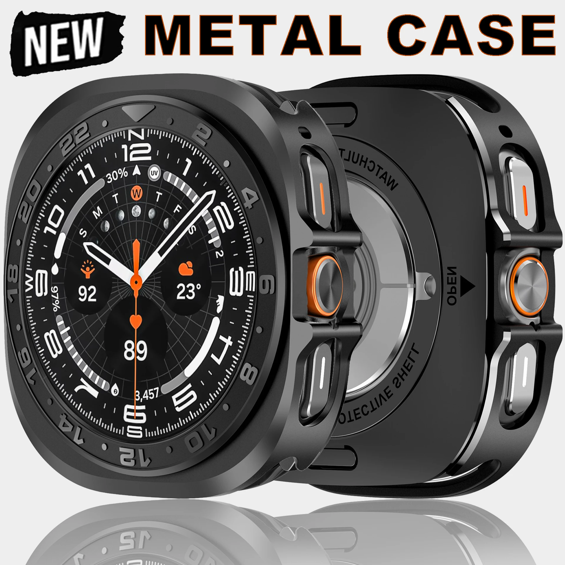 

For Samsung Galaxy Watch Ultra 2025 Case Metal Case Accessories Hard Frame Metal Case for Samsung Galaxy Watch 7 Ultra 47mm