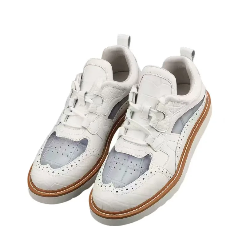 2025 new arrival Fashion Crocodile Skin causal shoes men,male Genuine leather sneakers  pdd614