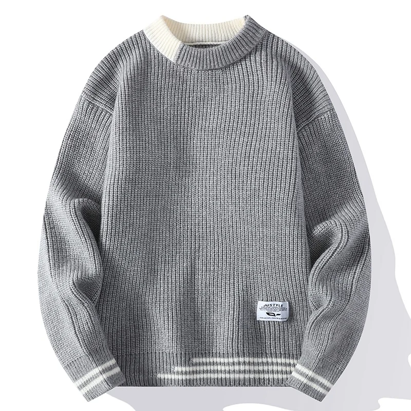 GIOIOMen's Sweater，2025Spring New Loose Color Matching Crew Neck Casual Knitted Pullover，Top，Fashion Men's Wear