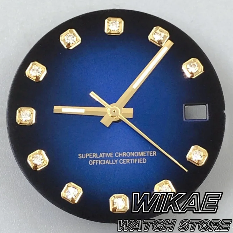 NH35 Watch Dial 29mm Gradient Gray Green White Red Black Blue Watch Dial Diamond Index Fit NH35 Movement 3/3.8 O'clock Crown