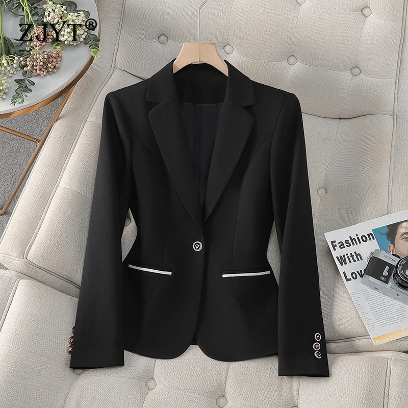 ZJYT Korean Style Spring Women's Blazers Feminino 2025 Business Chic Office Lady Jacket Coat Outerwear Plus Size Veste Femme