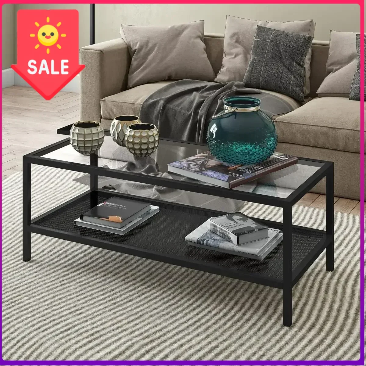 

Hot sales45" Wide Rectangular Coffee Table in Blackened Bronze, Modern coffee tables for living room, studio apartment essential
