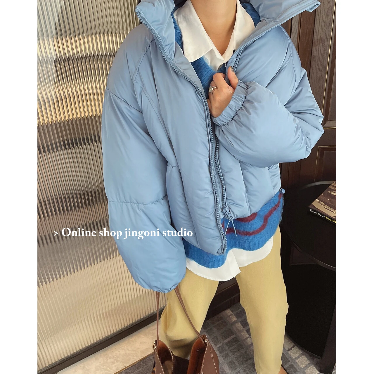 2022 Woman Winter Blue Short Down Jackets Coats Puffer Padding Clothes Oem Y2k Tops Vintage Cardigans Parkas New In Overcoats