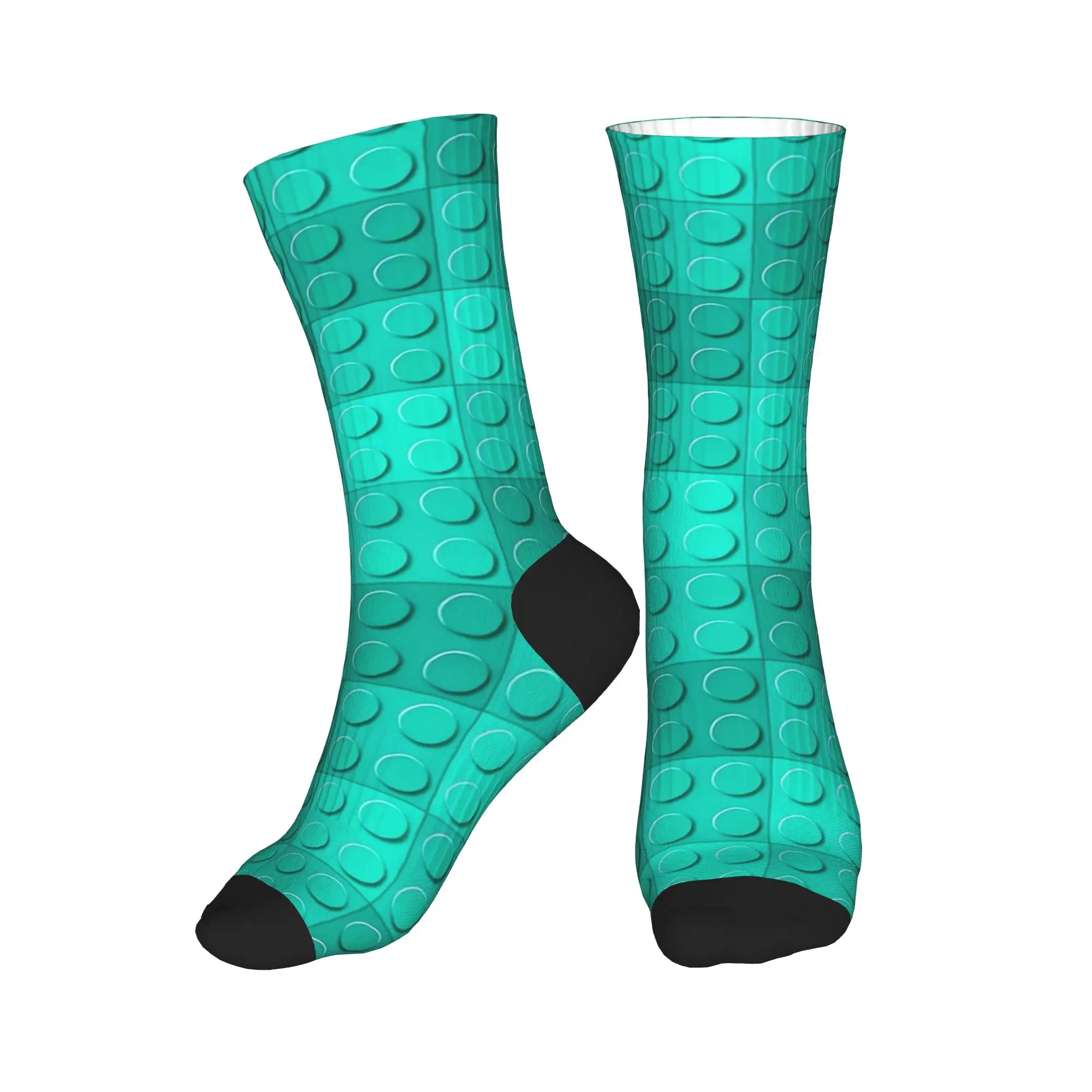 Solid Blue Building Blocks Pattern Socks  Retro Stockings Spring Anti Skid Adults Men Socks Quality Graphic Running Sports Socks