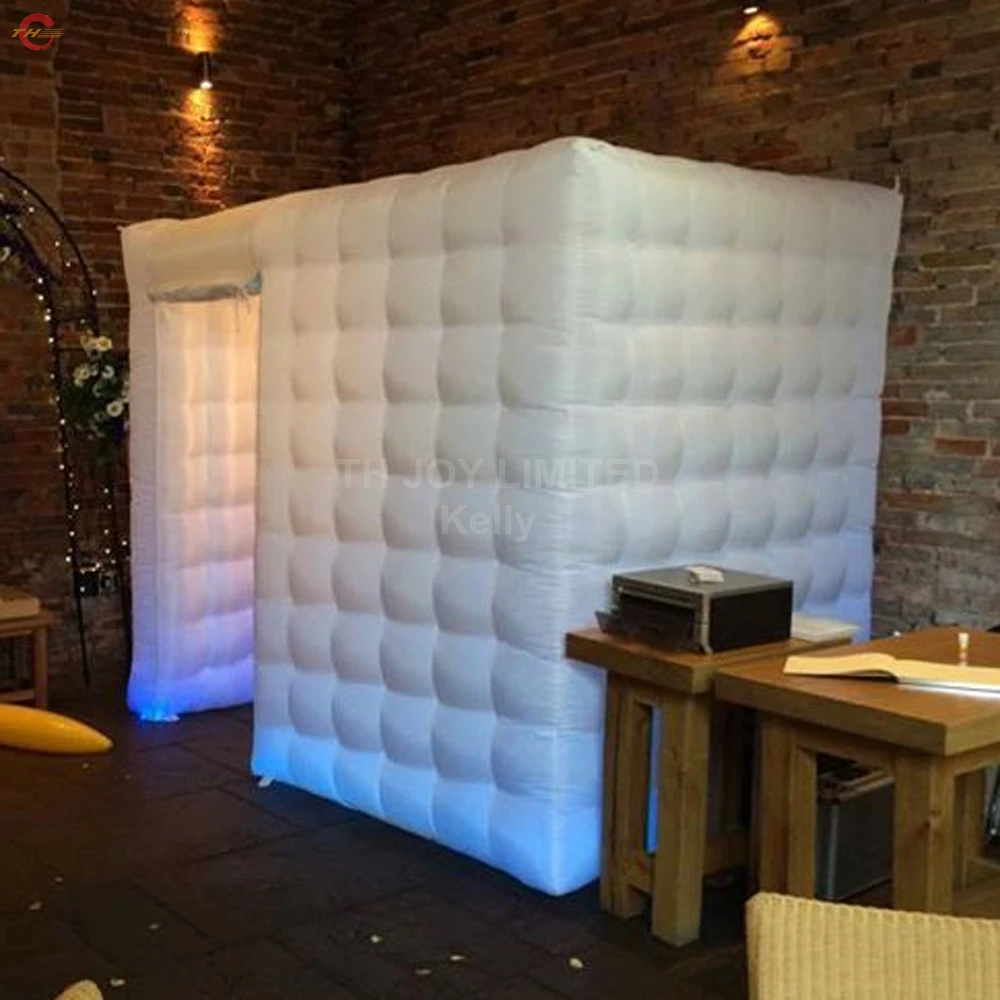 Barco aéreo rápido, iluminación LED de 3x3m, cabina de fotos inflable, cubo, tienda de cabina inflable para Selfie