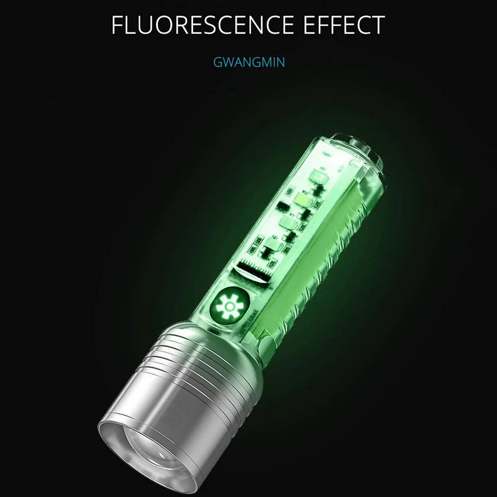 

XHP50 LED Flashlight 500mAh 250LM Portable Flashlight Type-C USB Rechargeable IPX4 Waterproof for Camping Banknote Verification