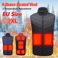 EU Size Men Winter Intelligent 9 Heating Vest Jacket USB Electrically Heated Sleeveless Jacket Travel Outdoor Motorcycle Riding