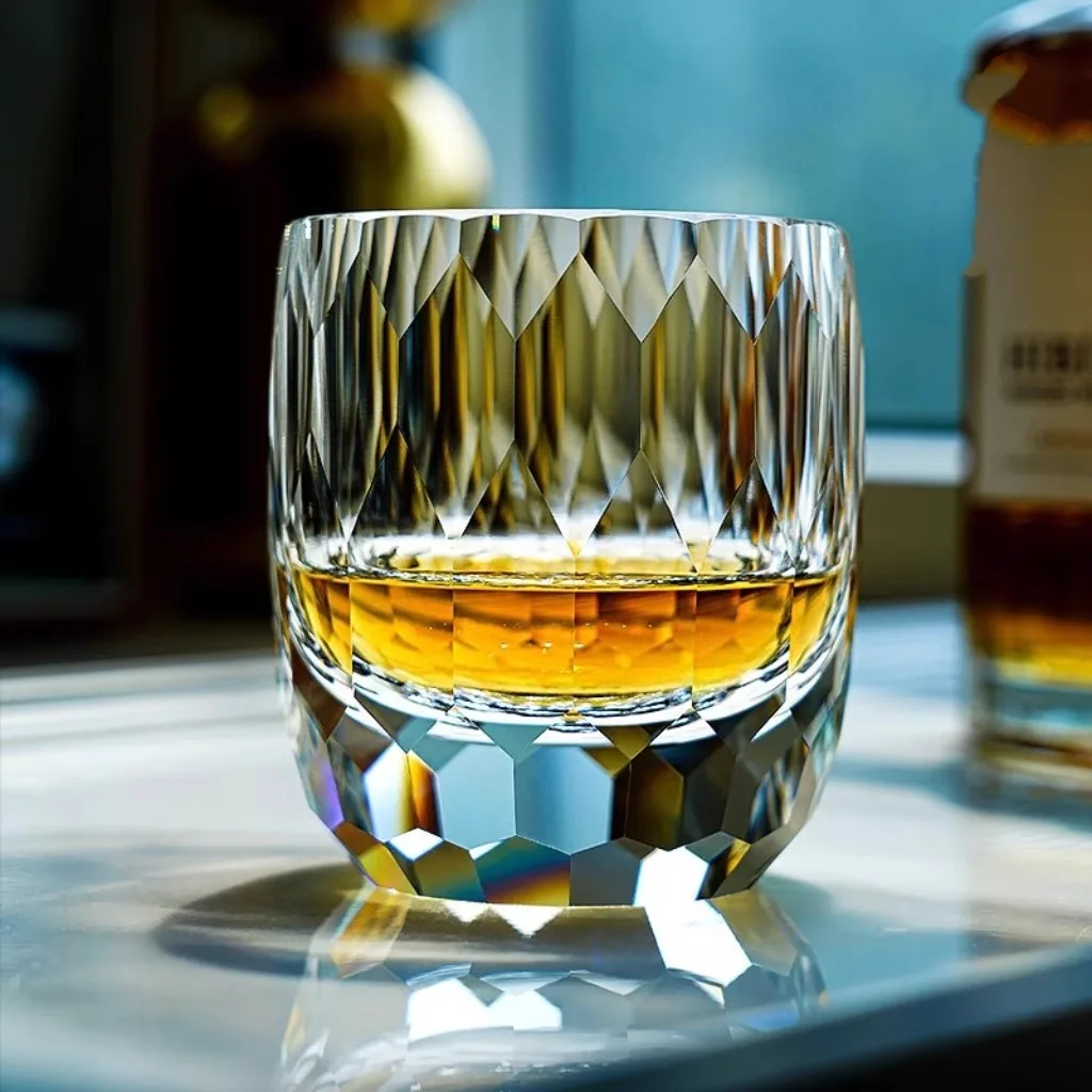 Japanese-style Edo cut-off transparent red wine glass crystal glass premium light luxury whisky Darth Vader foreign wine cup