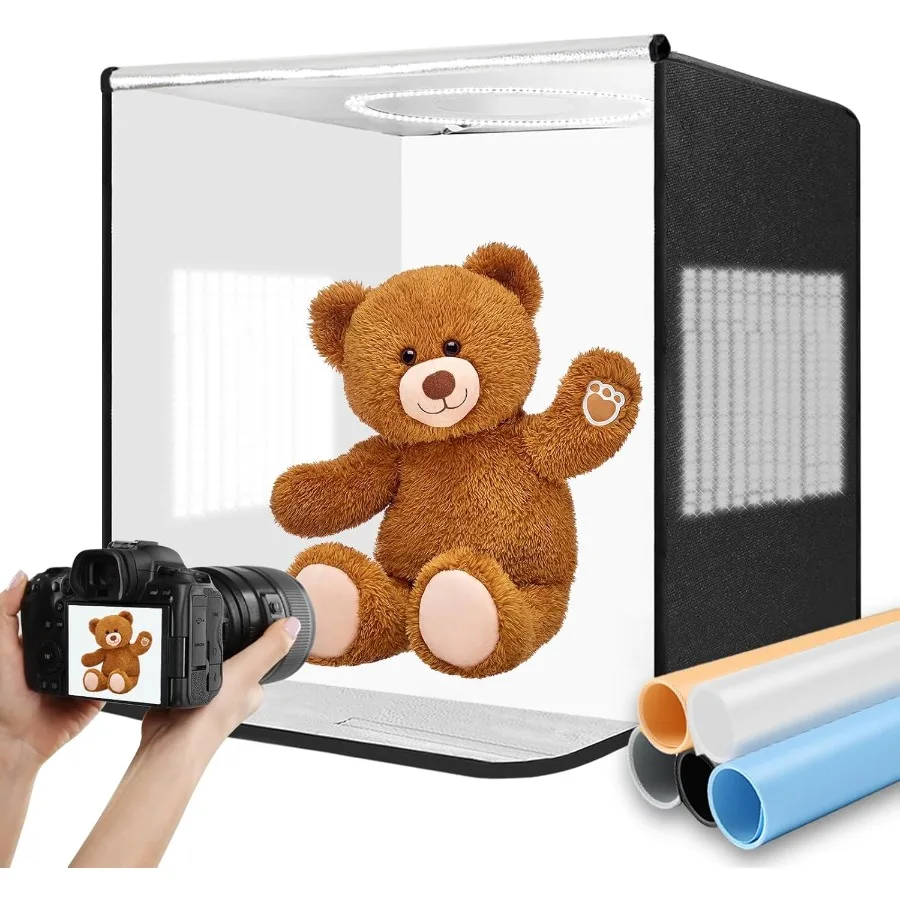 

Pro 24"x24" 2025 Photo Studio Light Box - 336 True-Color LEDs CRI95+/3-Side Light Panel/Dimmable 10%-100% and 5 PVC Backdrops D