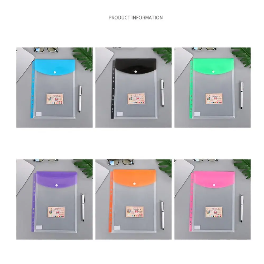 Loose Leaf A4 Expandable Binder Pocket Transparent Waterproof Binder Punched Pockets Colorful Simple Files Envelope Bags