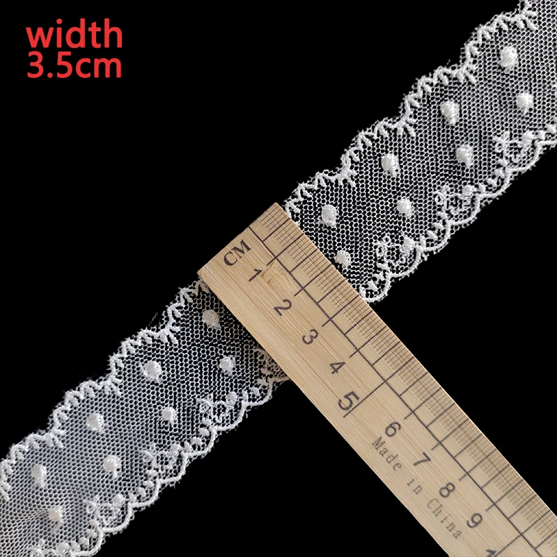 1yard Corde Vintage Embroidery Lace Border For Dress Bag Monitor Decorating Saree Ribbon Rolls Sewing White Trim 3.5cm Top Black