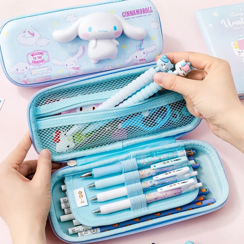 MINISO Sanrio 3D Decompression Cute Pencil Pouch My Melody Kawaii Large Capacity Pencil Cases Cinnamoroll School Supplies