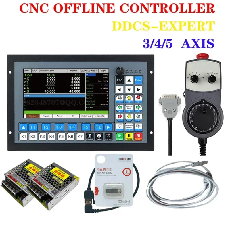 

3/4/5-Axis CNC Router Kit Square DDCSV3.1 Offline Controller DDCS-EXPERT Emergency Stop Handwheel 2 Pcs 75W Power Supply