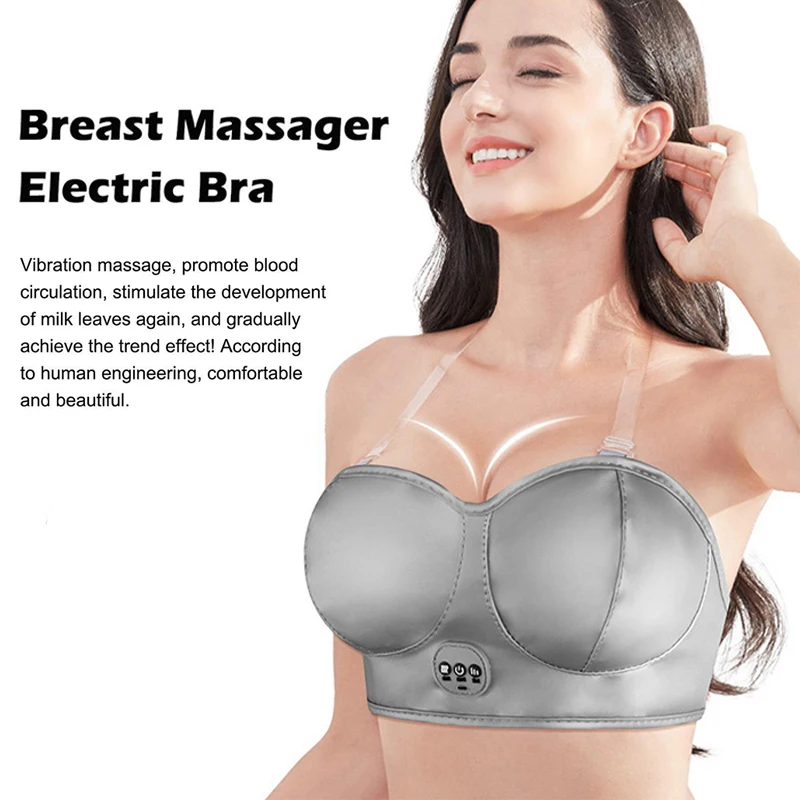 Electric Breast Enhancement Bra Wireless Chest Massage Instrument with Hot Compress Function for Women Breast Enlarger Lifting