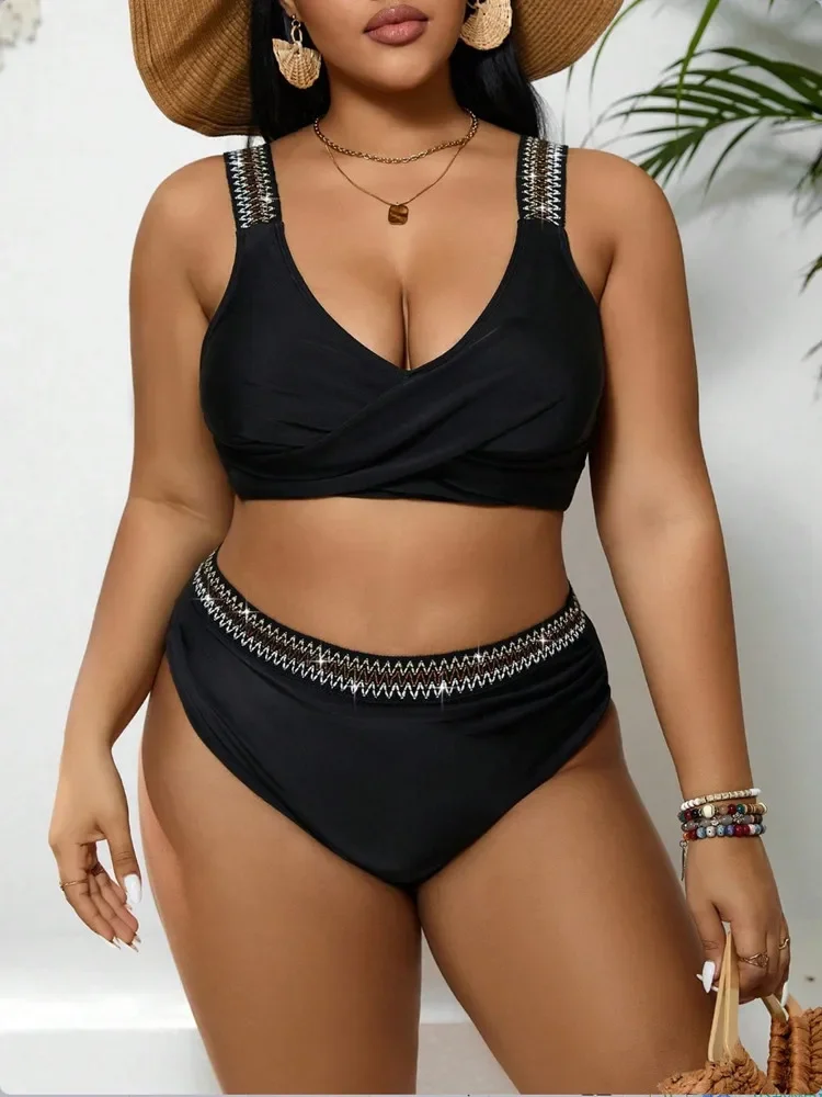 

Plus Size Swimwear Women 2025 Bikini Set Two-Piece Woman Swimsuit Push Up Big Size Swimming Suit Beach Wear Bath Suits Monokini