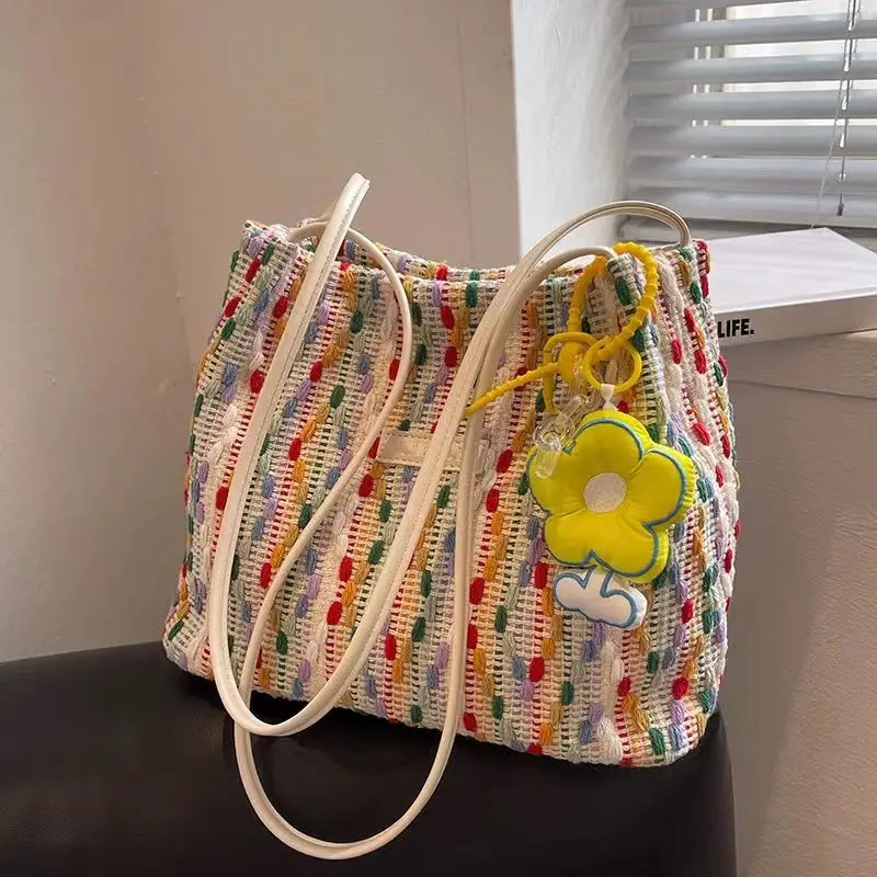 

Large Capacity New Canvas Woven Tote Bag Women Fashion Versatile Shoulder Bag