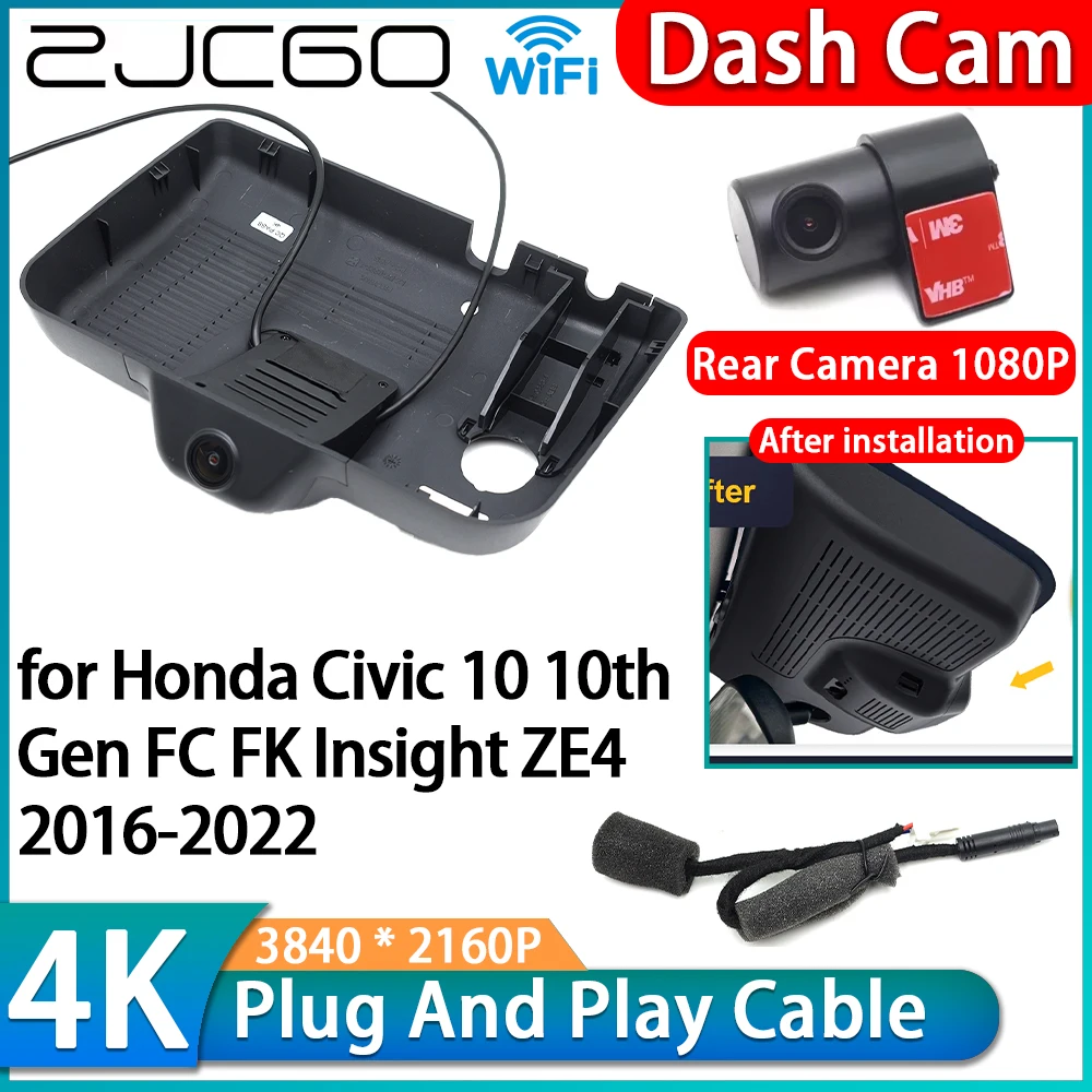 for Honda Accord 10 Mk10 CV 2016-2022 4K Wifi Car OEM DVR Dash Cam Front Rear Camera Night Vision Video Recorder Lens