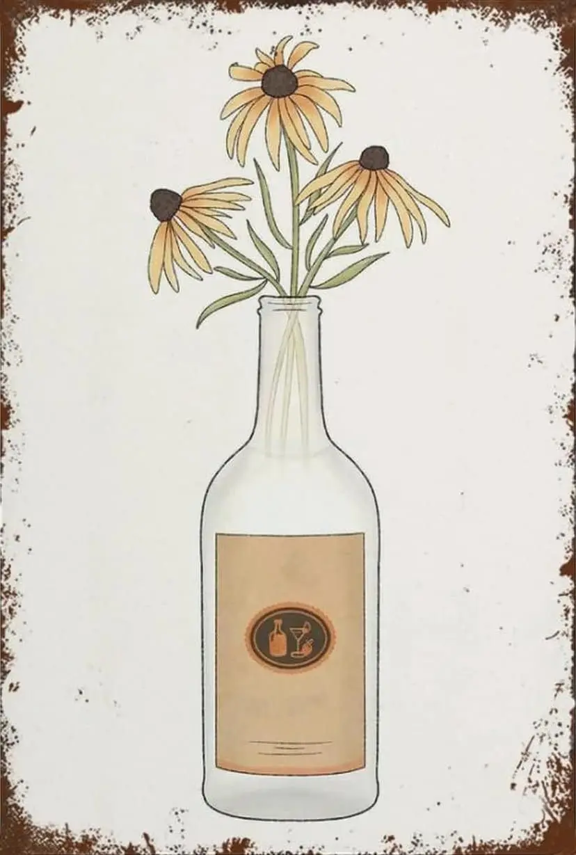 Pancarte en métal « Vodka Flowers » Titos, décoration murale, affiche, alcool, dortoir universitaire, drôle, vintage, nostalgique