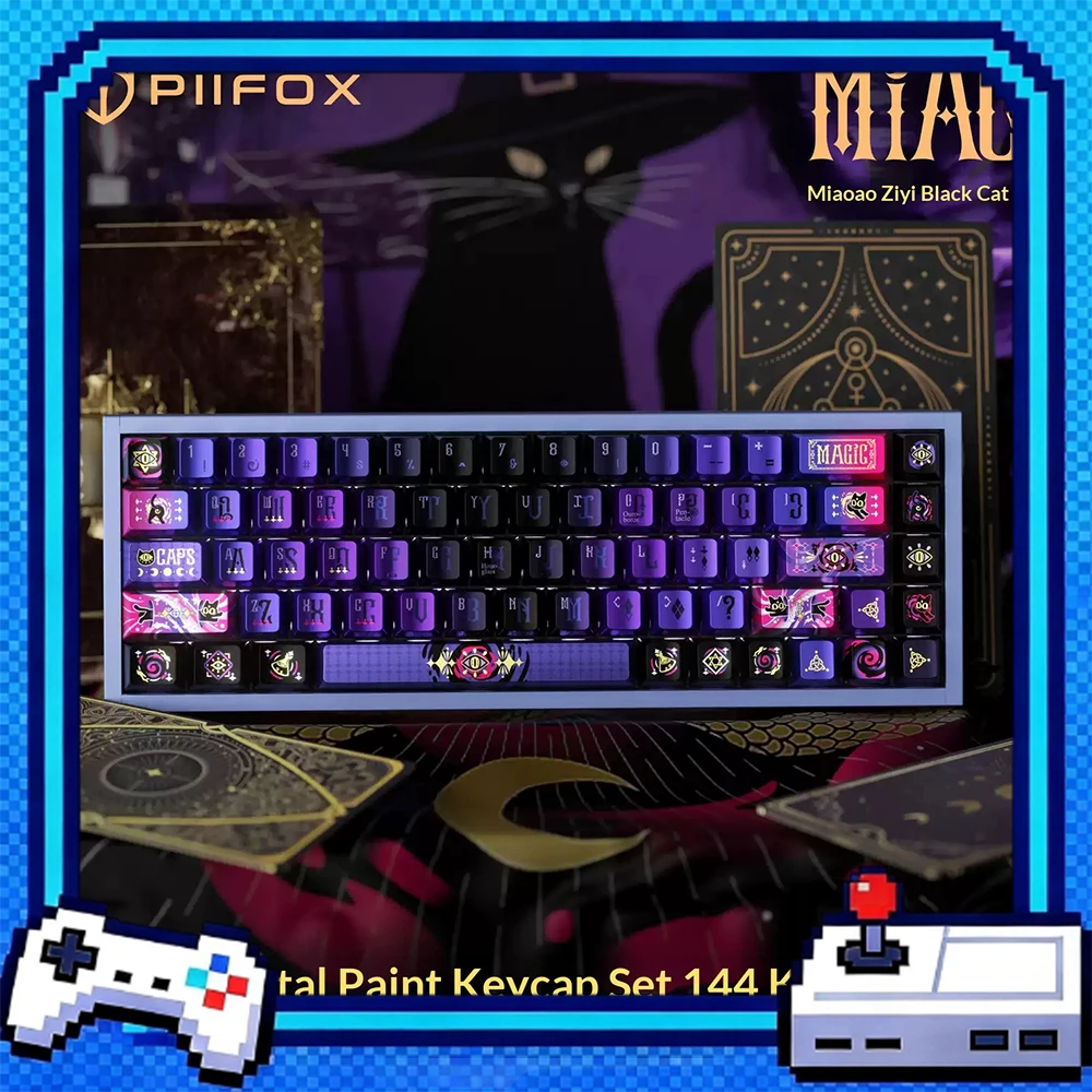 Piifox Miao Keycaps Metallic Paint PBT Keyboard Keycaps Customization Heat Sublimation Game Esports 144 Key