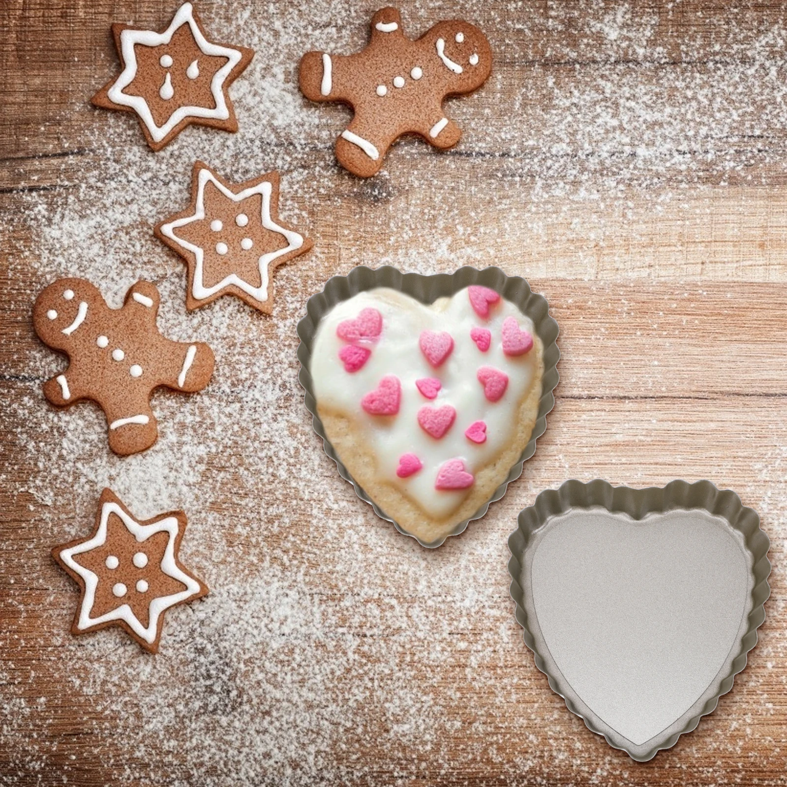 

2 Pcs Heart Cake Mold Baking Molds Cupcake Pizza DIY Pastry Accessories Golden Shape Mould Pan Miss