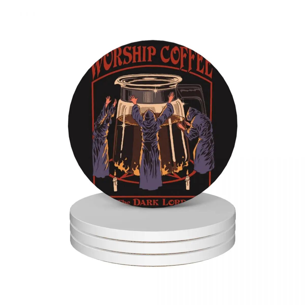 

Worship Coffee Ceramic Coasters (Set of 4) drinks for drinks aesthetic custom Coasters