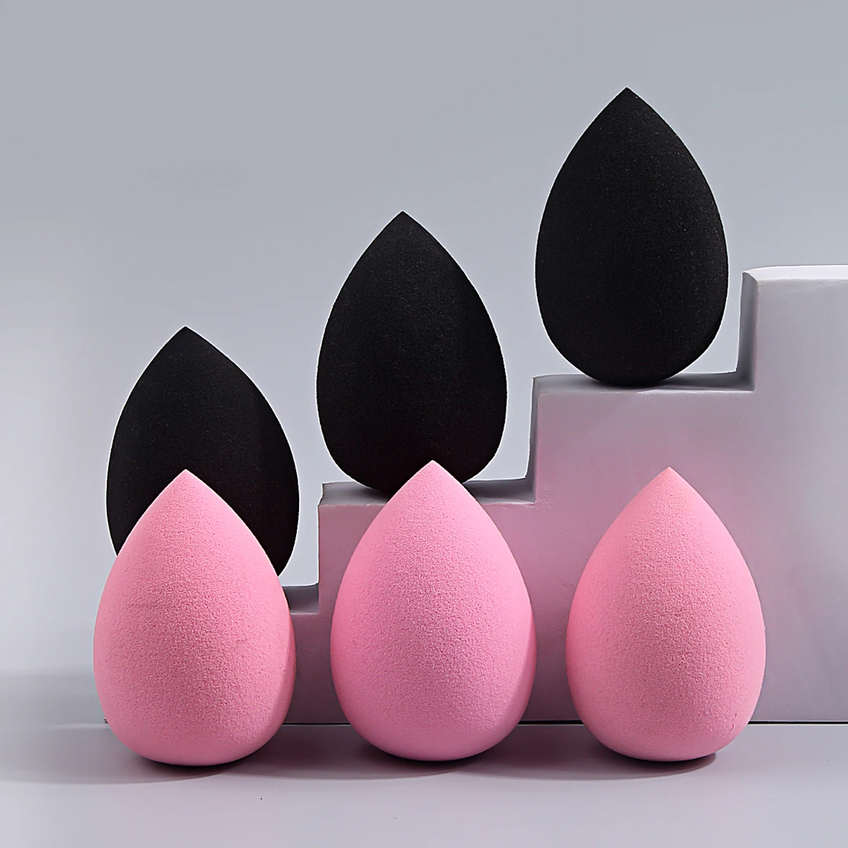 6 قطع فائقة النعومة، تورم عند مكشوفة الماء، بيضة إسفنجية للمكياج، أداة مكياج الوجه المحمولة جافة ورطبة مزدوجة الأغراض