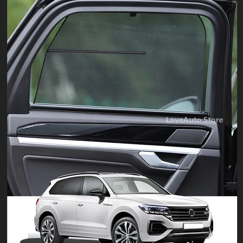 For VW Touareg 2019 2020 2021 2022 Car Automatic Lifting Sunshade Side Window Sun Visor Sunscreen Insulation Curtains