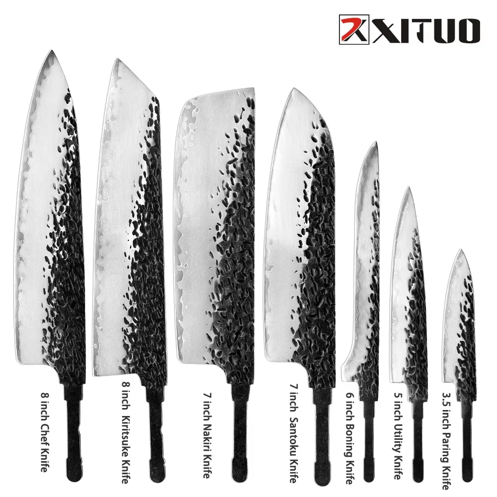 

Kitchen Knives 1-7PCS Blade Handmade DIY Blade Blank Without Handle High Carbon Stainless Steel Chef Knife Santoku Knife Cleaver