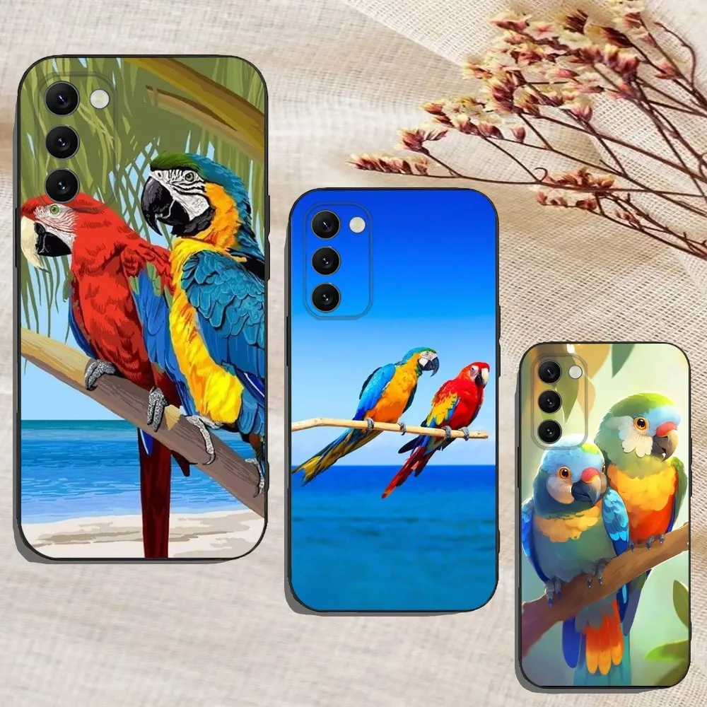 Parrot Bird Phone Case For Samsung Galaxy A13,A21s,A22,A31,A32,A52,A53,A71,A80,A91 Soft Black Cover