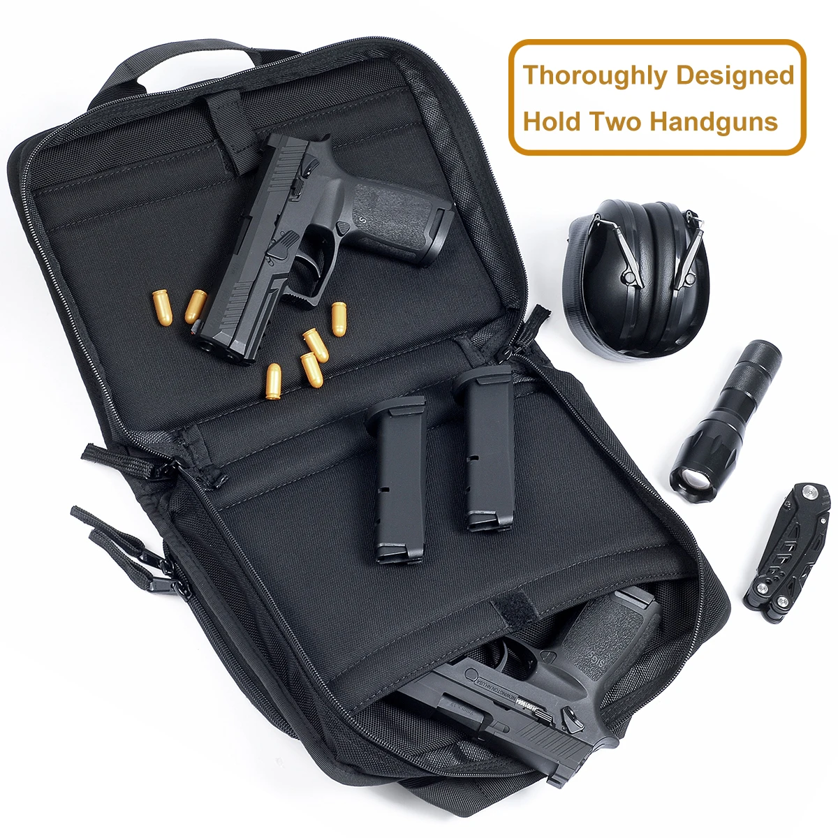 Borsa per pistola serie specializzata, borsa per pistola doppia tattica per pistola di stoccaggio, custodia per pistola per munizioni con divertimento di fissaggio a pistola