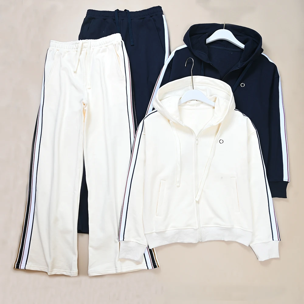 Sweat-shirt à capuche et pantalon taille haute pour femme, ensemble deux pièces décontracté et confortable en coton, Design ouvert sur le devant, automne et hiver