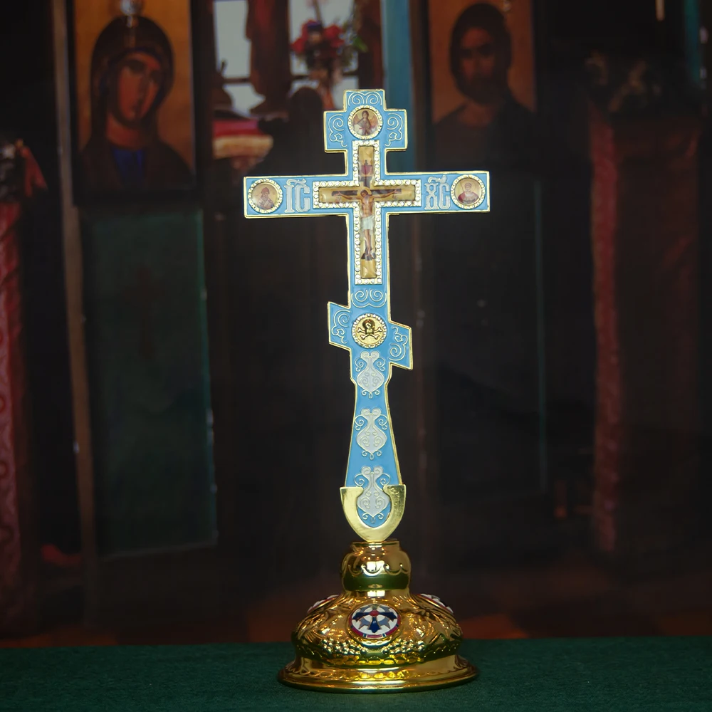 HTISOK Prächtiges Orthodoxes Griechisches Segenskreuz für Kirchendekoration und den persönlichen Gebrauch – Detail 17