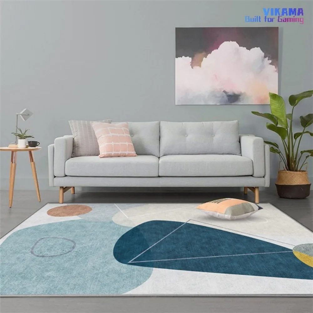 

VIKAMA Modern Geometric Pattern Living Room Carpet Non Slip Wear Resistant Bedroom Study Entrance Ins Style Home Decor Carpet