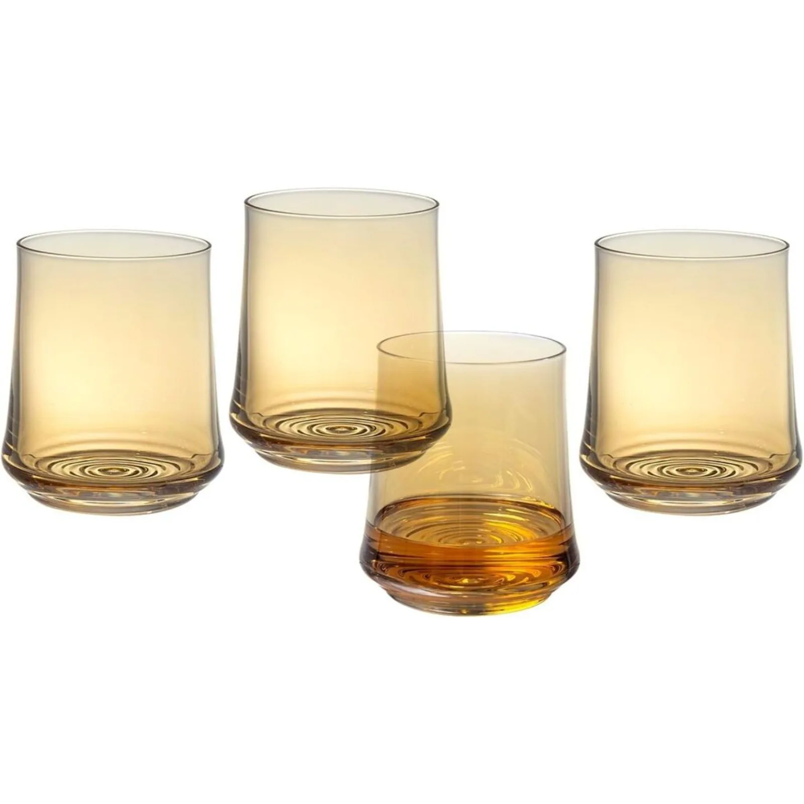 

14 oz Amber Glass Stemless Wine or Whiskey Lowball Drinking Glasses, Set of 4 United States