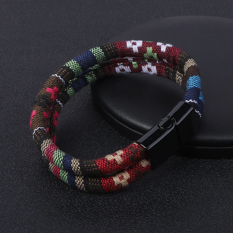 Boho Bracelet for Men Women Bohemain Ethnic Bracelet Handmade Colorful Magnetic Buckle Bracelet Bangles Summer Festival Jewelry