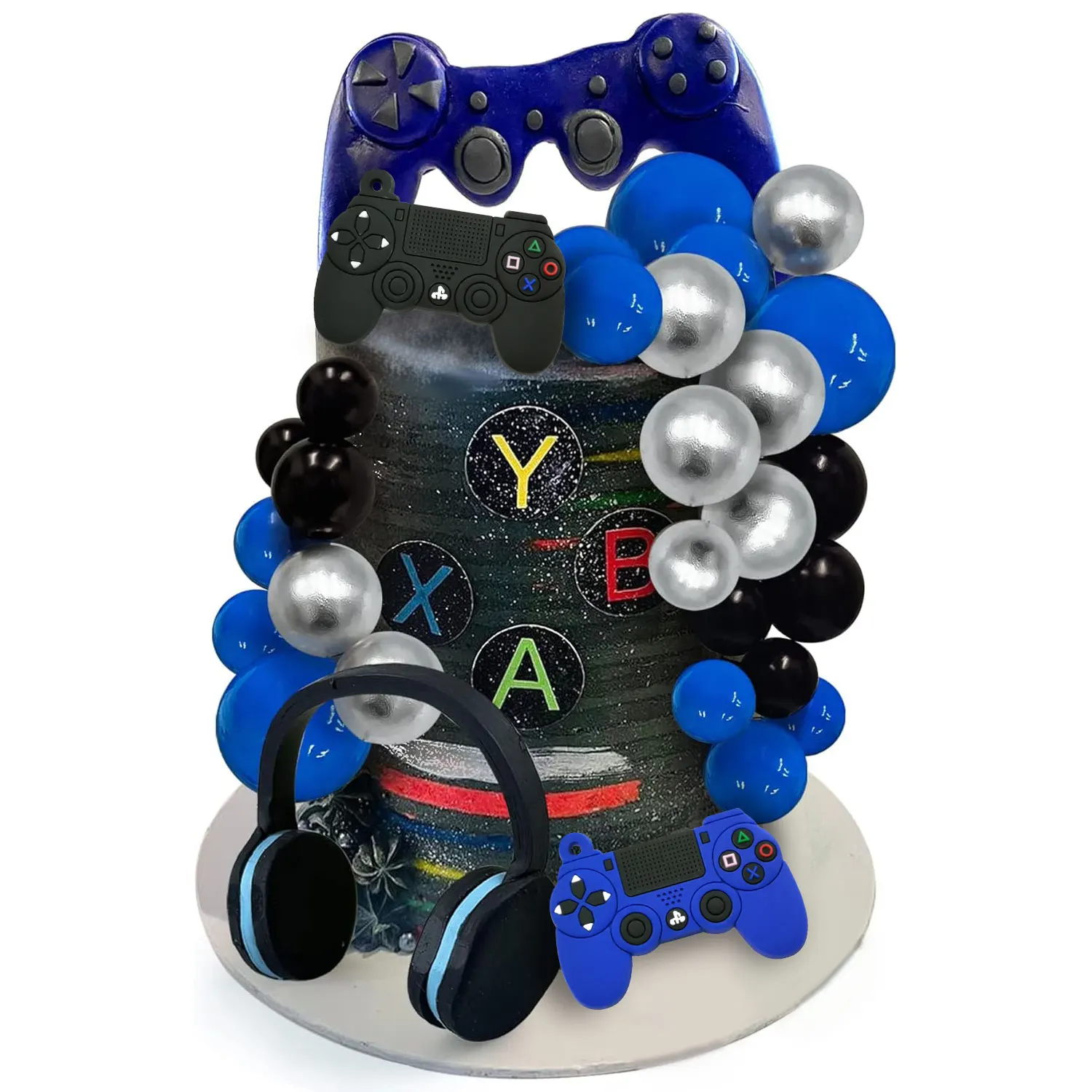 30PCS Videospiel Themen Kuchen Topper Headset Ball Game Controller Kuchen Dekor für Spiel Thema Geburtstag Party Kuchen Dekoration (blau) – Detail 4