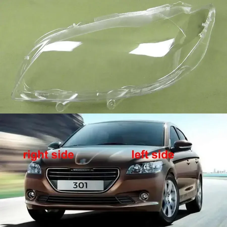 

For Peugeot 301 2014 2015 2016 Car Accessories Front Headlamp Cover Transparent Lampshade Case Headlight Shell Lens Plexiglass