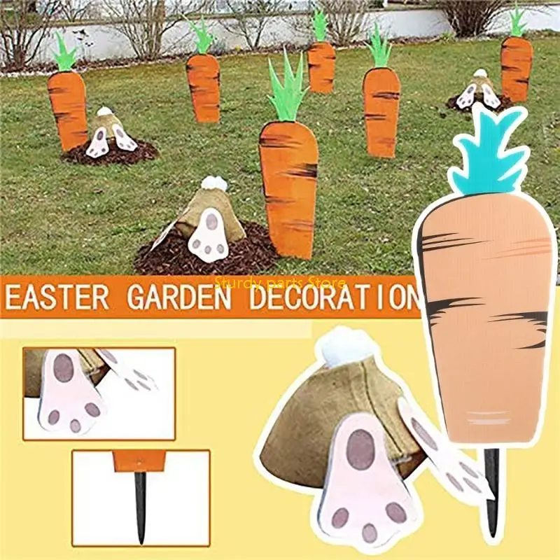 97QC Easter Garden Decoration Cartoon Rabbit Bunny Stakes Stakes Yard Sign Lawn Props