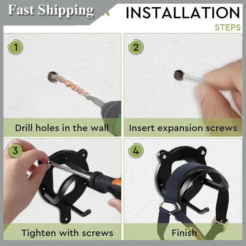 

A91P 4Pcs Horse Tack Storage Halter Hanger Metal Bridle Hooks With Tubes And Screw Wall Mounted Horse Barn Supplies
