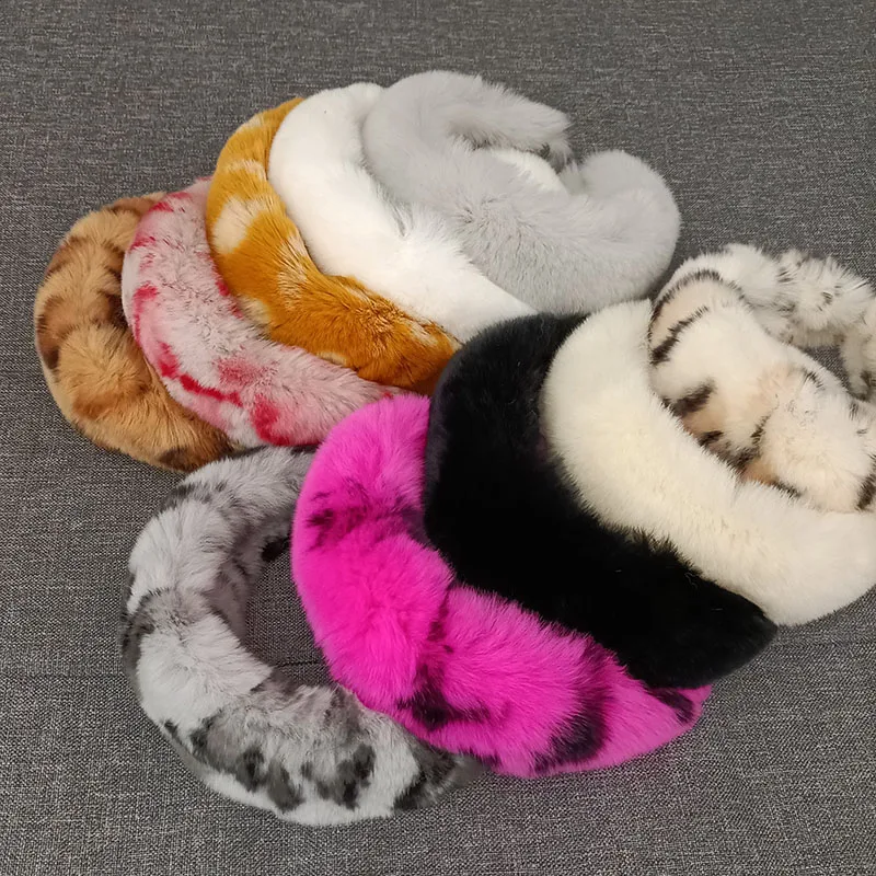 2024 Hot Sale Women Luxury Real Rabbit Fur Headbands High Quality Fashion Genuine Fur Hair Hoops Fashion Furry Hair Band