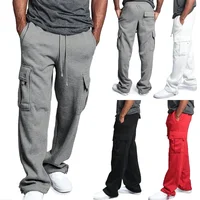 Pantalones Cargo para correr para hombre, pantalones de chándal de lana para otoño e invierno, pantalones sueltos, monos con múltiples bolsillos, ropa informal estilo Hip Hop, pantalones largos Cargo